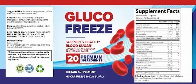 GlucoFreeze supplement facts